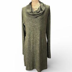 CAbi Olive Cowl Neck Sweater Dress. EC. Size Medium